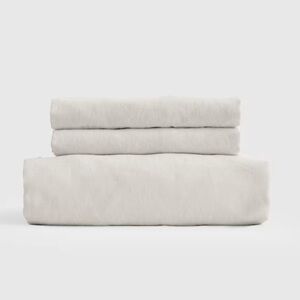 QUINCE European Linen Fitted Sheet Set Twin XL Sand 4741